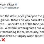 Орбан заявил, что Запад проигнорировал предупреждения Венгрии о миграции и теперь пожинает горькие плоды своих действий